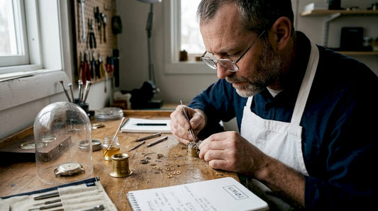 Watchmaker assembling mechanical watch by hand